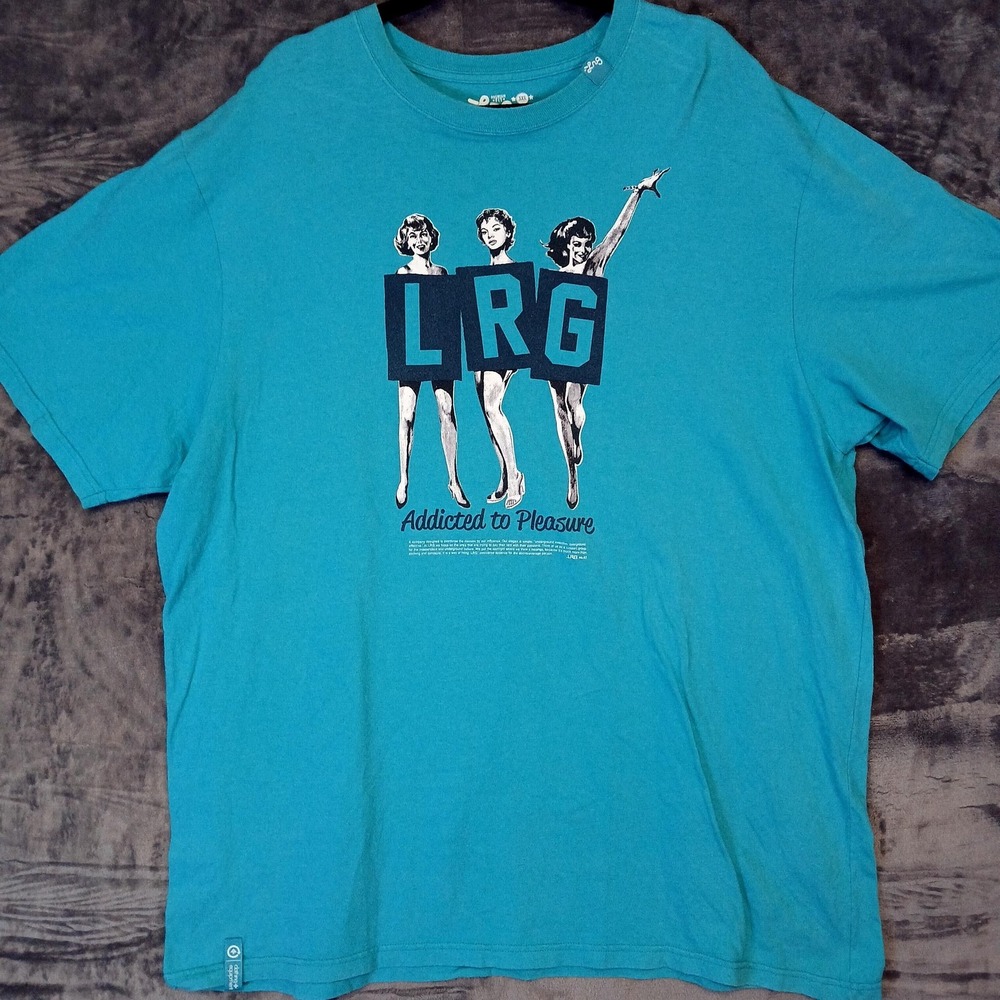 LRG Shirt Mens 3XL Teal Addicted to Pleasure Graphic Streetwear Premium Fit Tee
